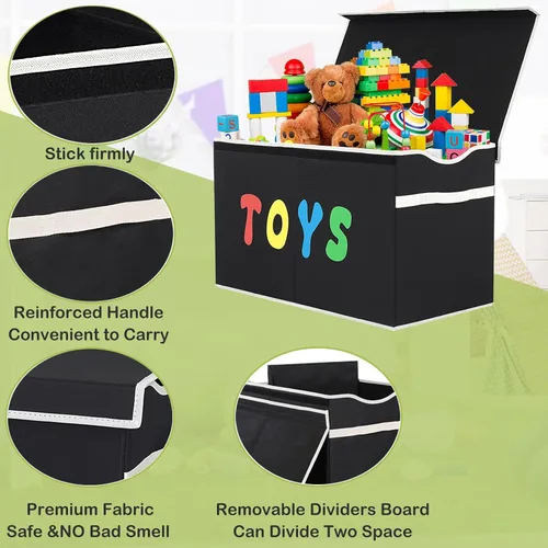 Vista 5 de YOLOXO Caja de Juguetes Cofre, Contenedores de Almacenamiento Plegables Resistentes con Tapas, Cajas Organizadoras de Almacenamiento de Juguetes
