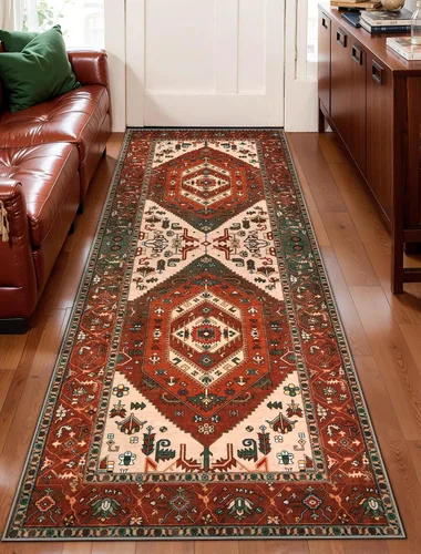 Vista 548 de SERISSA - Tapetes florales vintage, antideslizante, lavable, pequeño, ultrasuave, bohemio, de pelo bajo, para entrada, interiores, habitación