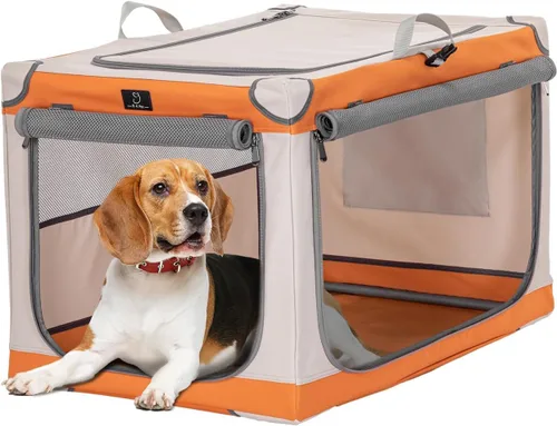 Vista 23 de Jaula suave de 36 pulgadas para perros grandes, perrera de viaje portátil con cremalleras bloqueables, base impermeable, funda lavable, marco