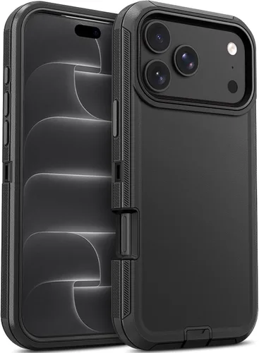 Vista 70 de Jelanry Funda para iPhone 15 5G de alta resistencia, protección resistente Negro