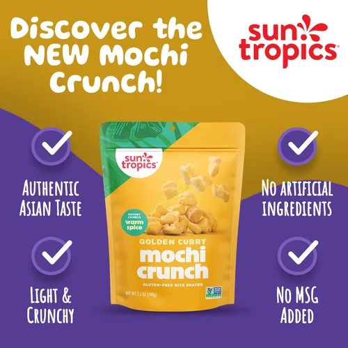 Vista 4 de Sun Tropics Mochi Snack Bites, curry dorado, sin lácteos, sin gluten, 3.5 onzas (paquete de 12)
