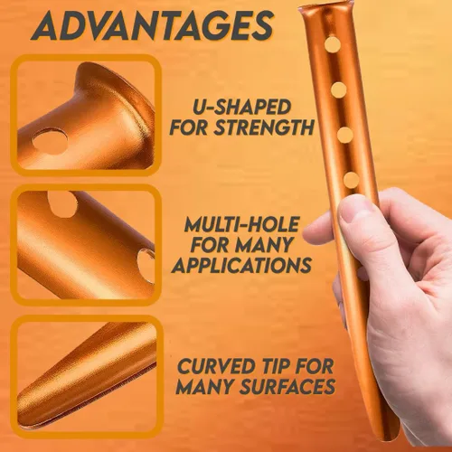 Vista 5 de SandShark Anchor - Estacas de aluminio resistente de 13 pies de líneas ajustables rápidas, 4 líneas de tienda, postes de lona, accesorios de tienda