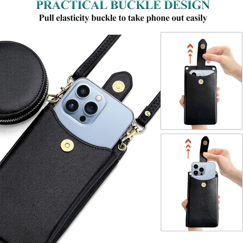 Vista 7 de Peacocktion - Bolso pequeño para teléfono celular, para mujeres, minibolso de hombro ligero para cruzarse por el cuello, con ranuras para tarjetas