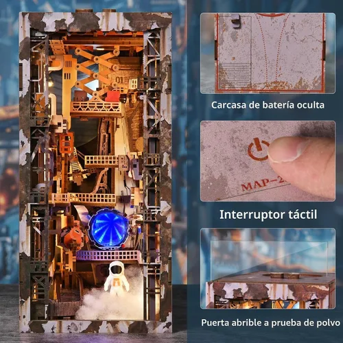 Vista 5 de MiniCity Aerospace Foundry DIY Book Nook Kit, Librero Inserto con LED Fundición aeroespacial