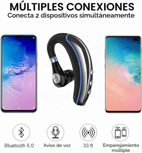 Vista 2 de Auricular Bluetooth, auricular inalámbrico V5.0 Bluetooth auricular ultraligero manos libres para negocios/oficina/conducción