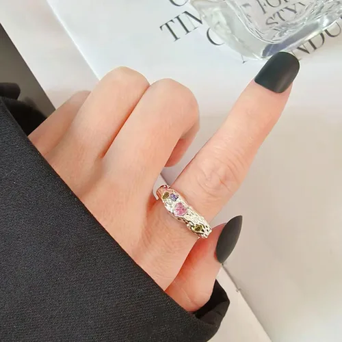 Vista 13 de Anillo de plata 925, anillos de plata ajustables para mujer, anillos de pulgar abiertos, anillos de circonio, anillos ajustables, anillos abiertos