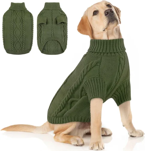 Vista 22 de Queenmore - Suéter de punto trenzado con cuello alto para perros pequeños, para climas fríos, para chihuahua, bulldog, teckel, carlino y yorkie, XS