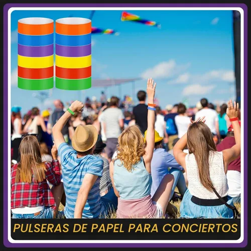 Vista 6 de 600 pulseras de papel de neón, bandas de mano impermeables para eventos, pulseras de fiesta a granel, paquete multicolor, pulseras adhesivas