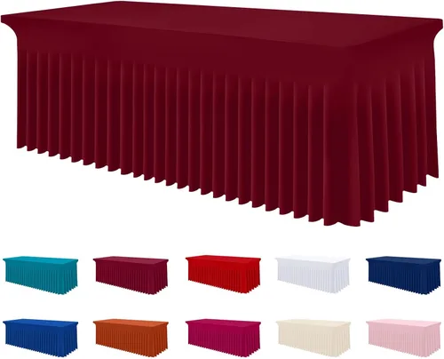 Vista 25 de Smiry Mantel de elastano, elástico ajustable para mesas rectangulares de 3 pies, impermeable, lavable, para exteriores, bodas, banquetes y fiestas