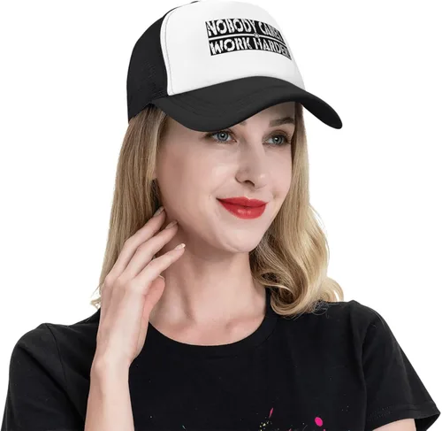 Vista 9 de Nobody Cares Work Harder Trucker Hat Gorra de béisbol para mujeres y hombres, sombrero de papá, sombrero de vaquero de golf, sombreros de sol