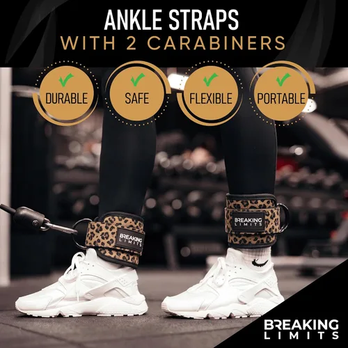 Vista 3 de BREAKING LIMITS Correas de tobillo para máquinas de cable para mujeres, juego de correas de tobillo para glúteos, accesorios de tobillo