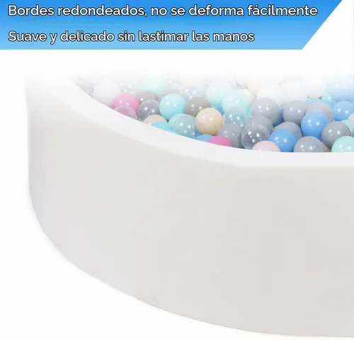Vista 8 de Pozo de bolas suave extra grande para niños pequeños, 51 x 11.8 pulgadas de espuma para bebés niños - Blanco