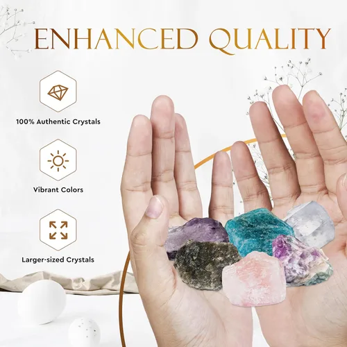 Vista 4 de Wyspell Juego de Cristales de Acuario – 6 Cristales de Acuario en Bruto y Piedras Curativas – Regalos de Acuario para Mujeres – Regalos