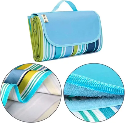 Vista 7 de PUPOPIK Manta de picnic para playa, tapete de picnic de 80 x 60 pulgadas, impermeable, plegable, manta familiar, manta portátil grande de picnic
