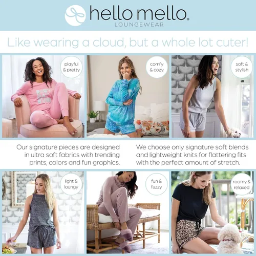 Vista 7 de Hello Mello Pantalones cortos de pijama exclusivos para mujer, suaves, relajados, amplios, pierna ancha, cordón en la cintura, bolsillos laterales
