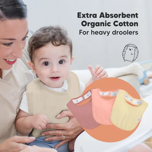 Vista 5 de KeaBabies Paquete de 8 baberos orgánicos para bebés para niñas y niños y paquete de 10 baberos bandana para bebé, baberos de dentición para niños