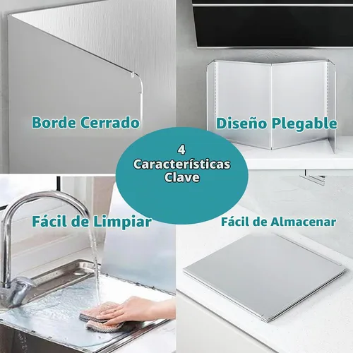 Vista 3 de Protector contra salpicaduras de estufa de grasa para cocinar, protector de salpicaduras de estufa de cocina de 2 caras, protector contra