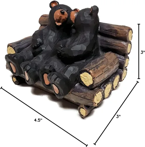 Vista 3 de Figura de pareja de osos en banco
