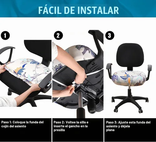 Vista 7 de Smiry Fundas de asiento impresas para silla de computadora de oficina, ajuste elástico, universal para silla giratoria de escritorio, lavables, Beige
