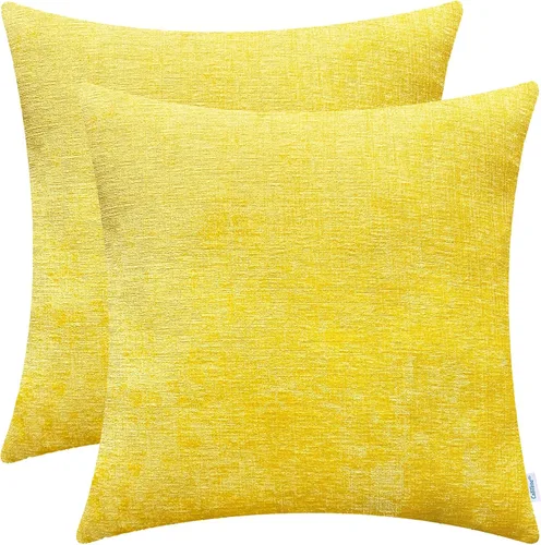 Vista 23 de CaliTime - Paquete de 2 fundas de almohada acogedoras para sofá, decoración del hogar, felpilla suave teñida sólida, 16 x 16 pulgadas, marrón Marrón