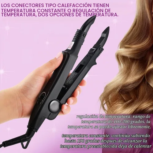 Vista 4 de Zhehao Herramienta de extensiones de cabello, cabeza C, punta en U, varilla de conector de hierro con 2 bolsas de queratina pegamento granulado Negro