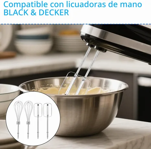 Vista 3 de Penitue 4 piezas de accesorios para batidoras de mano, 2 estilos de batidor y batidoras de acero inoxidable, piezas de repuesto para batidora