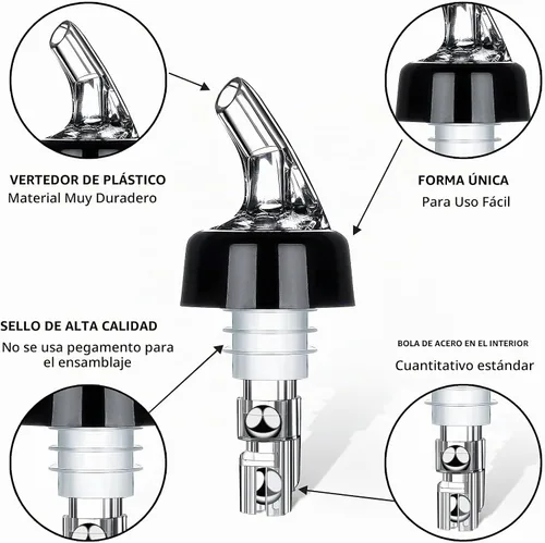 Vista 2 de SuproBarware Vertedor automático de botellas medido – Quick Shot Spirit Measure Pourer Bebidas Vino Cóctel Dispensador de Herramientas de Bar