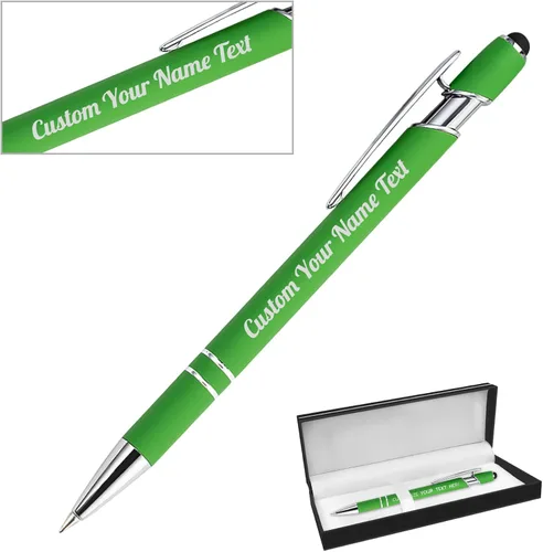 Vista 95 de Bolígrafo personalizado, 1 unidad, bolígrafo personalizado con logotipo de mensaje de nombre comercial grabado, lápiz digital de tinta negra suave