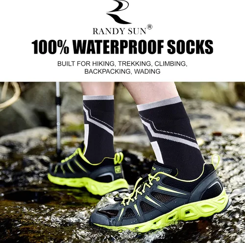 Vista 4 de RANDY SUN - Calcetines 100 impermeables unisex para practicar senderismo caminar correr esquiar etc