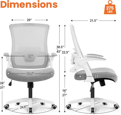 Vista 2 de NEO CHAIR - Silla de escritorio de oficina con respaldo alto Gris