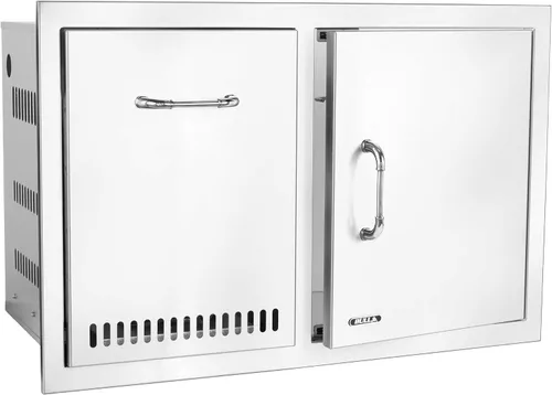 Vista 11 de Bull Outdoor Products Componentes Premium para Isla de Barbacoa de Cocina Exterior, Puerta de Acceso Vertical - Bisagra Izquierda con Reborde