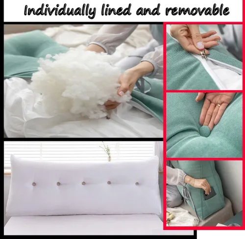 Vista 3 de Almohada triangular para cabecero de lectura, cojín de cuña, almohada grande para cama / almohada de lectura para sentarse en reposo en cama, Marrón