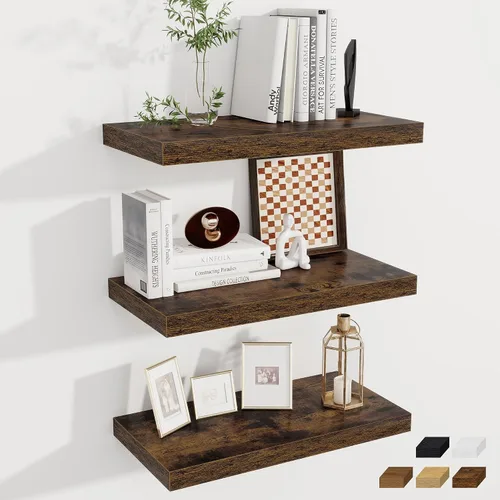 Vista 27 de Fun Memories Pequeños estantes flotantes para pared, estantes cuadrados de pared de 8 pulgadas con soportes invisibles, estantes negros para baño