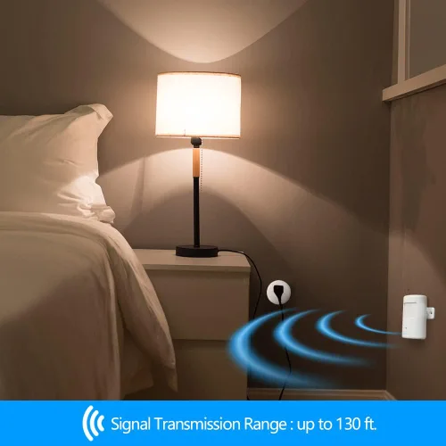 Vista 5 de Control de luz activado por movimiento enchufable mejorado, juego de detector de movimiento inalámbrico y enchufe Souphran, sin cableado, rango