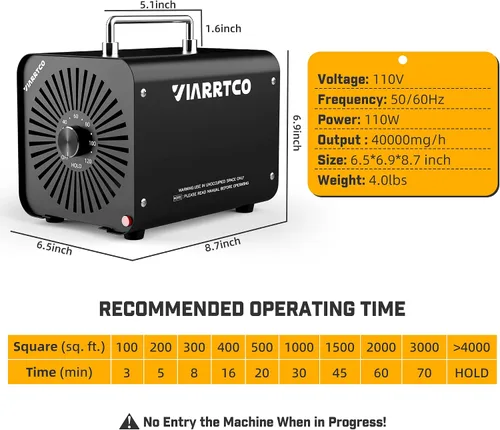 Vista 5 de Generador de máquina de ozono 40,000 mg/h 8000 pies cuadrados Eliminación de olores de máquina de ozono para el hogar y el automóvil