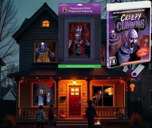 Vista 24 de Reaper Brothers® Kit de decoración digital de Halloween incluye 8 efectos de video AtmosFX® para Halloween Plus pantalla de proyección holográfica