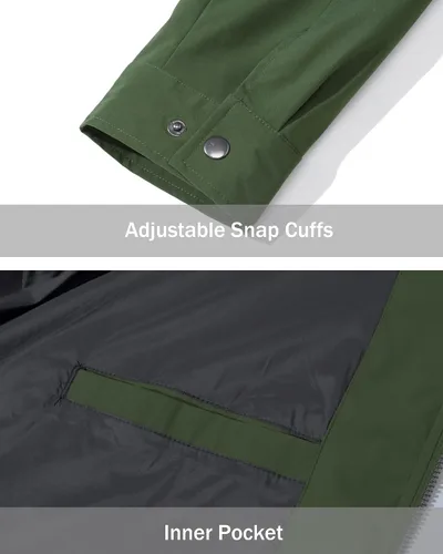 Vista 6 de EKLENTSON Chamarras ligeras para hombre, con cremallera completa, cuello de golf, cortavientos, con bolsillos con cremallera