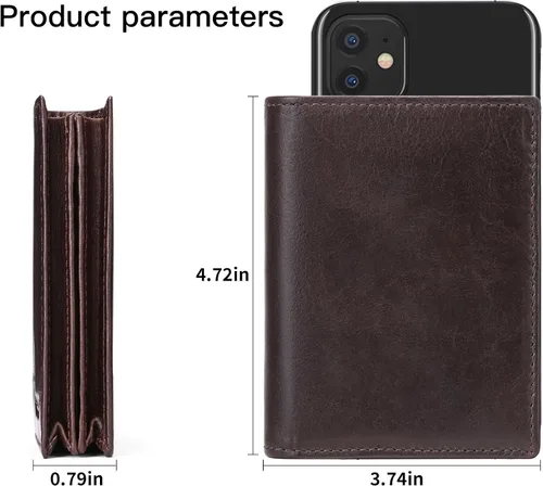Vista 4 de GOIACII Carteras para hombres de gran capacidad de cuero genuino RFID plegable hombres billeteratitular de la tarjeta de crédito con ventana