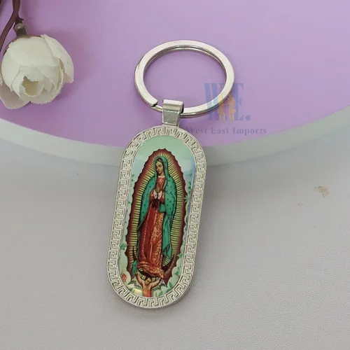Vista 5 de 12 llaveros de metal para bautismo de Nuestra Señora de Guadalupe, regalo de fiesta de Nuestra Virgen de Guadalupe Llaveros, regalo de memoria