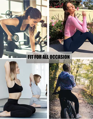 Vista 6 de TMKOTOKRA High Waisted Workout Leggings for Women Tummy Control Butt Lifting Compression Leggings Soft Yoga Pants Black