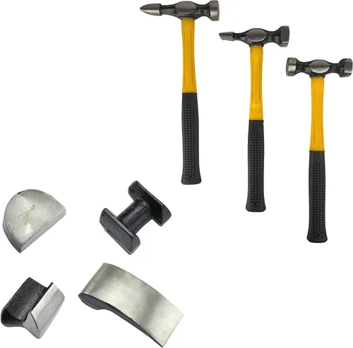 Vista 3 de ATE Pro. USA - 7pc Heavy Duty Auto Body Hammer y Dolly Kit, Herramientas de reparación de carrocería automática