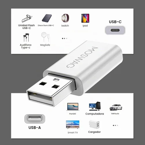 Vista 2 de MOSWAG Adaptador USB-C hembra a USB-A macho