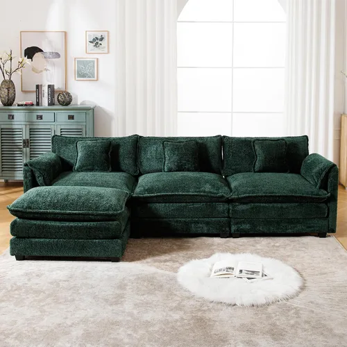 Vista 11 de GNIXUU Sofá Seccional en Forma de L de 112" Cloud Couch para Sala de Estar, Sofá Seccional Modular de Gran Tamaño con Otomana Móvil, Juego de Sofá