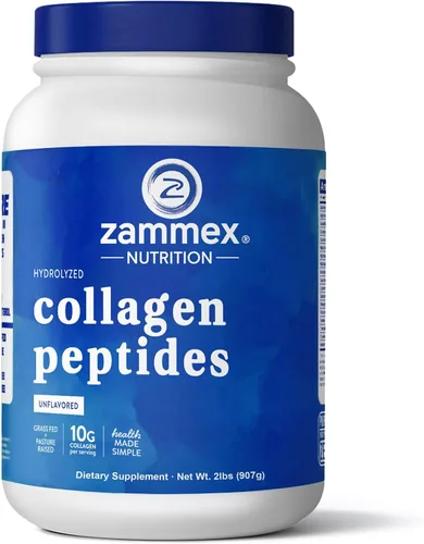 Vista 2 de Zammex Péptidos de colágeno en polvo sin sabor 60+90 porciones