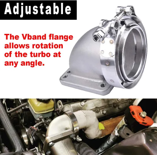 Vista 4 de SPELAB 3.0 "V-Band Cast Turbo Codo Downpipe Adaptador 304 Acero Inoxidable para T3 T4 Brida Turbocharge (2)