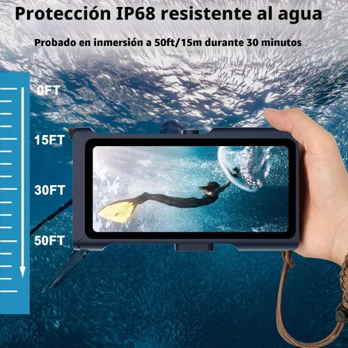 Vista 3 de Caja de teléfono impermeable Bluetooth profesional con control de APP Negro púrpura