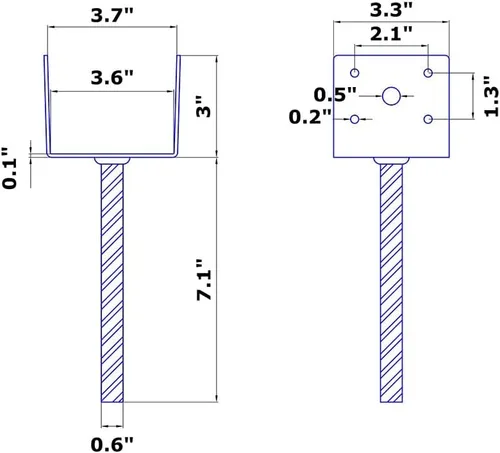 Vista 2 de MTB Supply 1 soporte para poste de valla en forma de U de 4 x 3.5 pulgadas, con recubrimiento de polvo negro, poste de anclaje de poste de hormigón