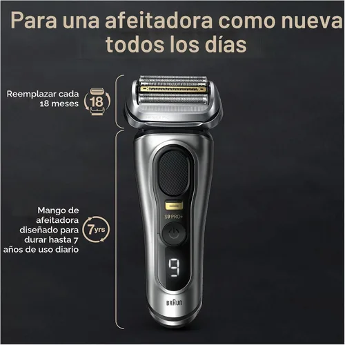 Vista 8 de Braun Series 9 9517s PRO+ Afeitadora eléctrica para hombres, 5 elementos de afeitado Pro y ProTrimmer de precisión para cabello largo, soporte