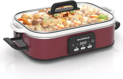 Vista 10 de Olla de cocción lenta programable de 4 cuartos de galón con plato de hornear de cerámica - Pequeño electrodoméstico de cocina perfecto para cenas