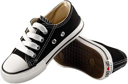 Vista 3 de iFANS - Tenis de lona de caña baja con cordones para niños y niñas